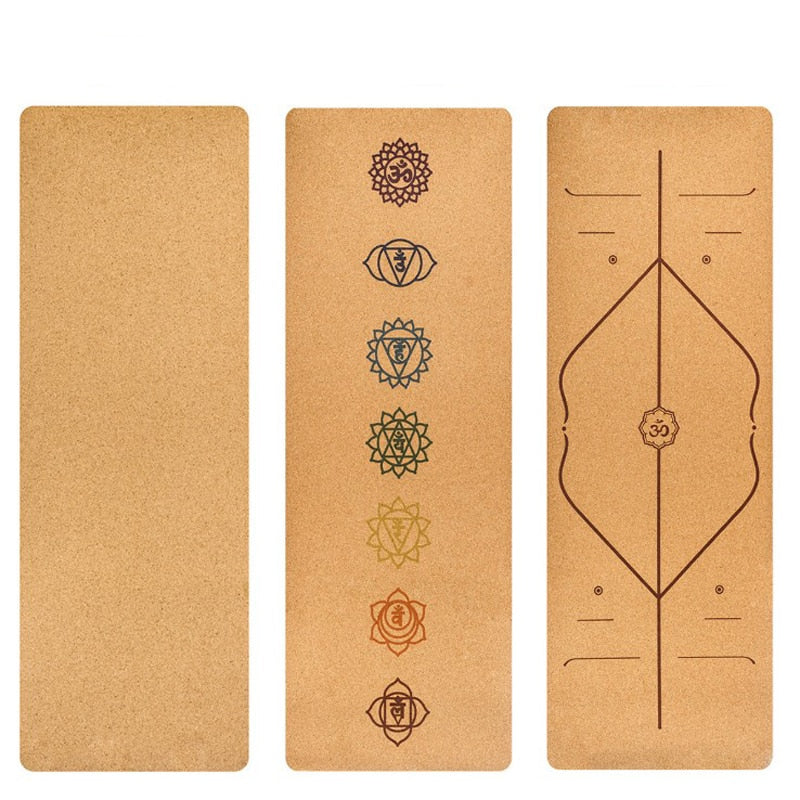 Cork yoga mat TPE printing 5mm ultra-thin 1.5 rubber yoga mat non-slip sweat-absorbent portable