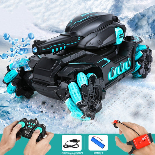 2.4G gesture remote control tank car boy child toy car charging 4WD drifting with launching water bomb cross-border