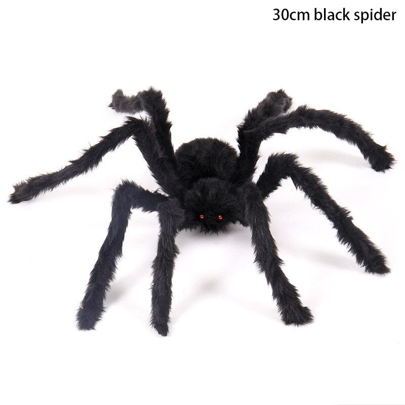 Halloween spider web decoration bar decoration extra large spider web spoof tricky toy simulation plush spider
