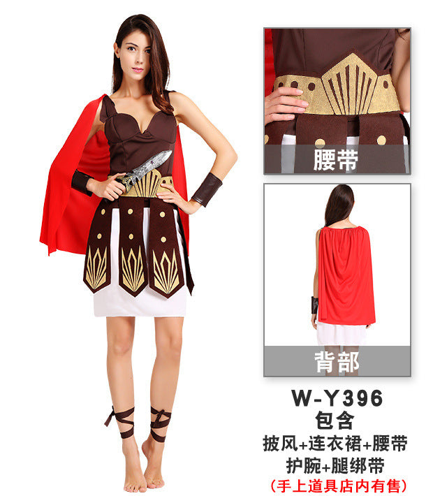 Halloween ball costume adult men and women Roman warrior gladiator Spartan warrior clothes children parent-child