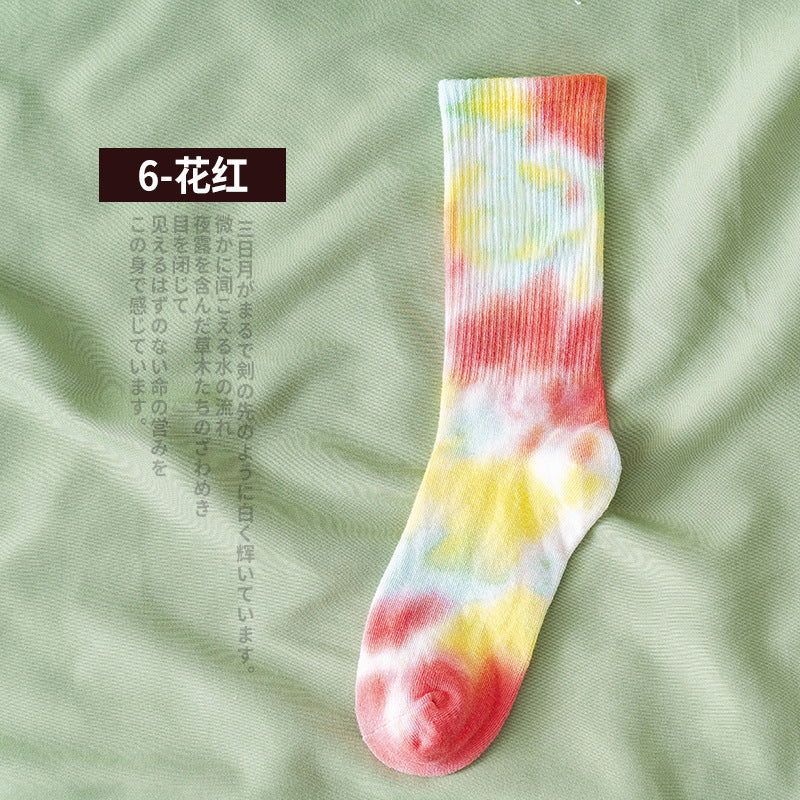 New style tube socks street trend high-top tide socks men and women solid color cotton sports basketball socks skateboard tie-dye socks