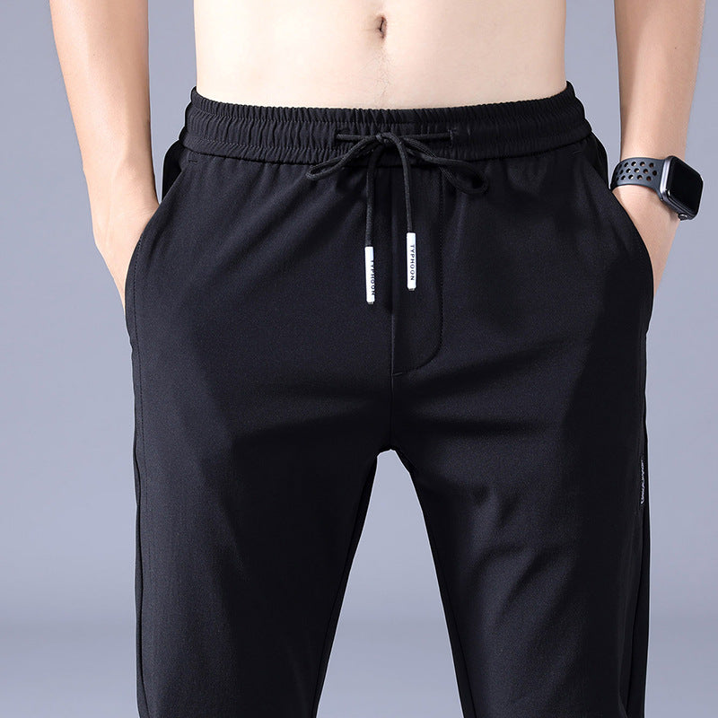 Spring and autumn new sports pants men's straight loose elastic autumn and winter plus velvet thick casual pants overalls pants