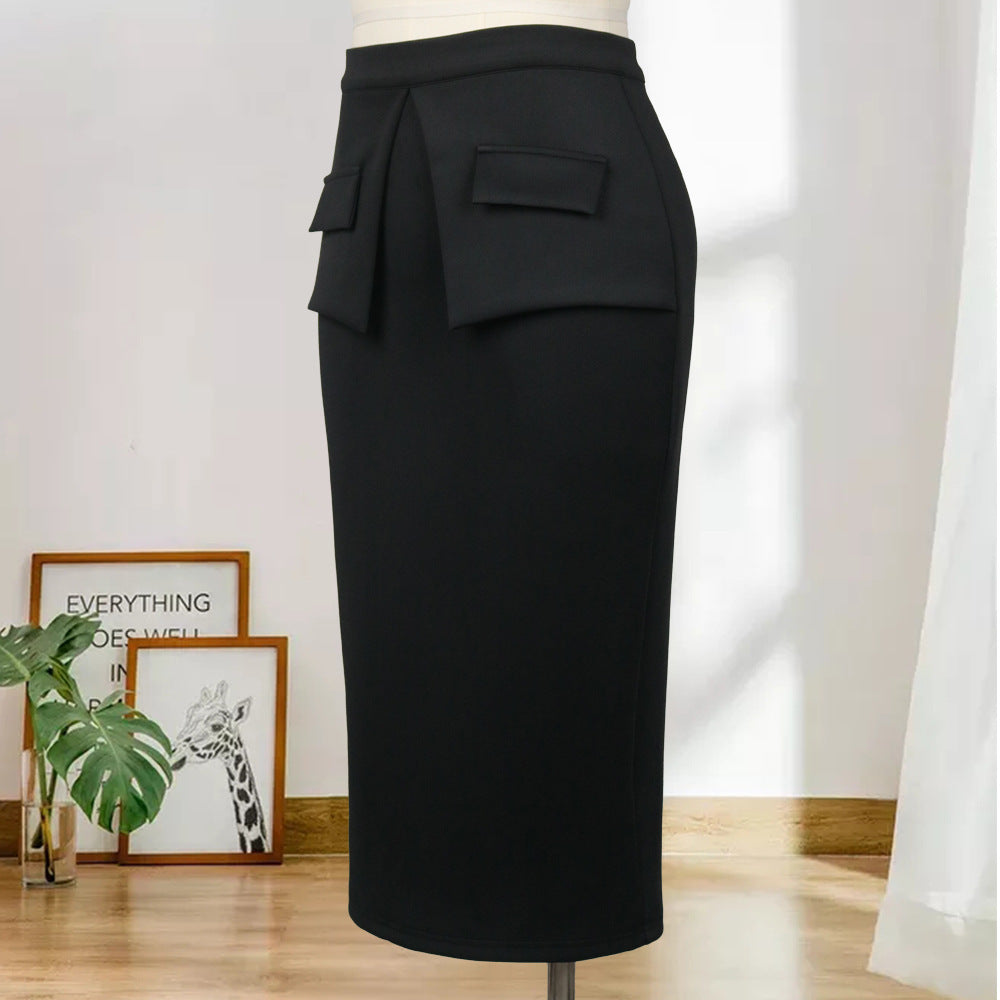 European and American high waist mid-length package hip skirt one-step skirt