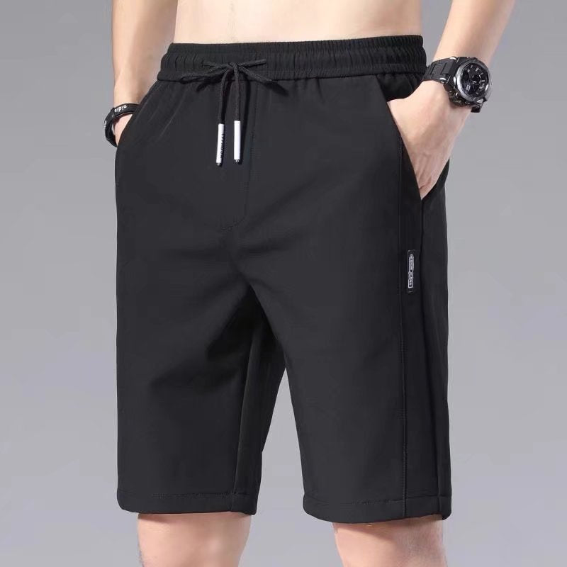 Men's loose large-size straight-leg overalls shorts black pants outdoor five-point pants casual shorts