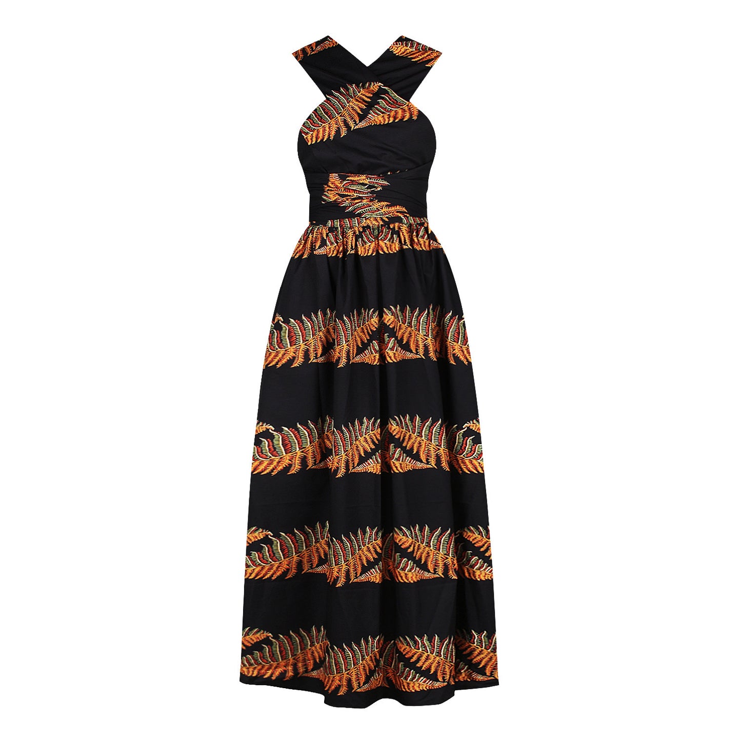 Digital print forked African women's dress