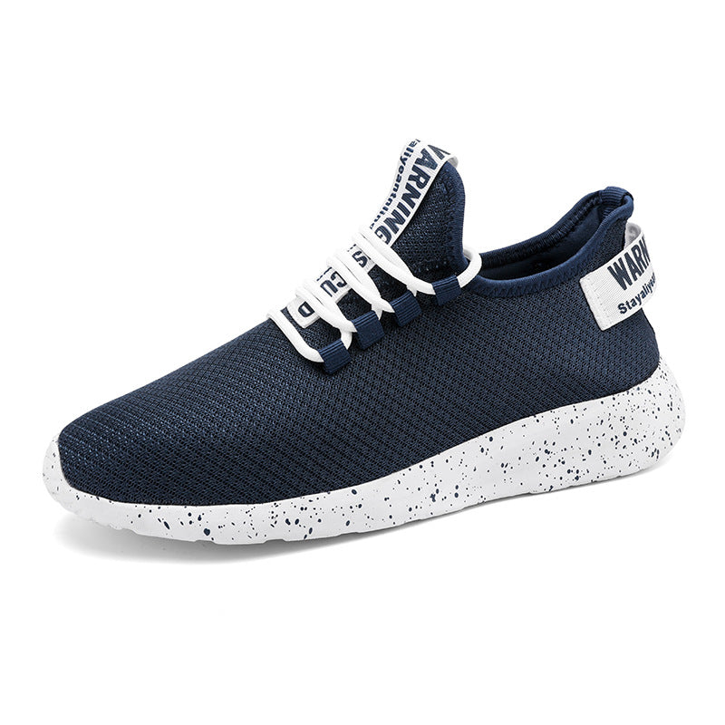 Breathable flying woven sports and leisure men's shoes lace up low-top cross-border running men's shoes