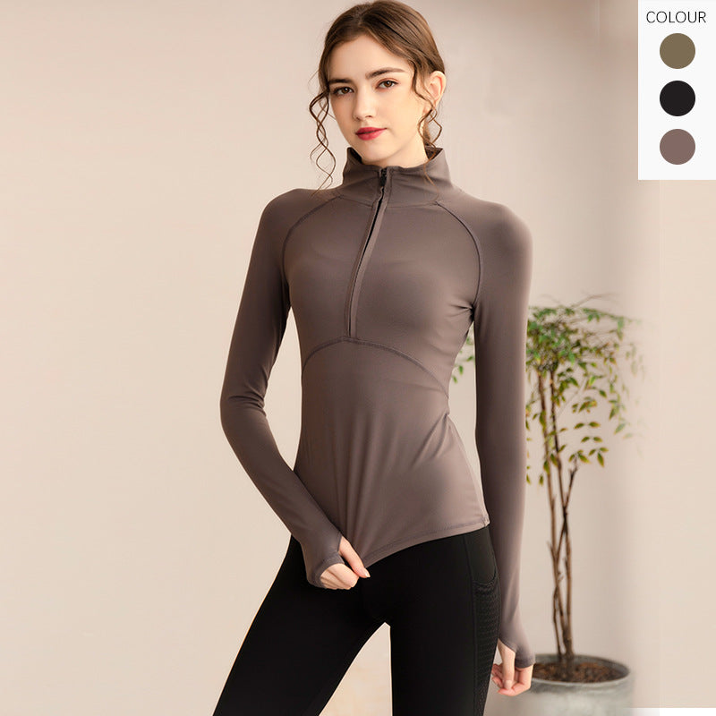 Lulu new long-sleeved yoga clothes jacket cross-border fitness running top jacket half zipper sports blouse