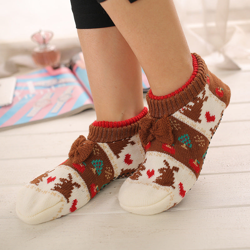 Autumn and winter floor socks non-slip bottom thickened adult early education home socks indoor adult men and women confinement socks overshoes