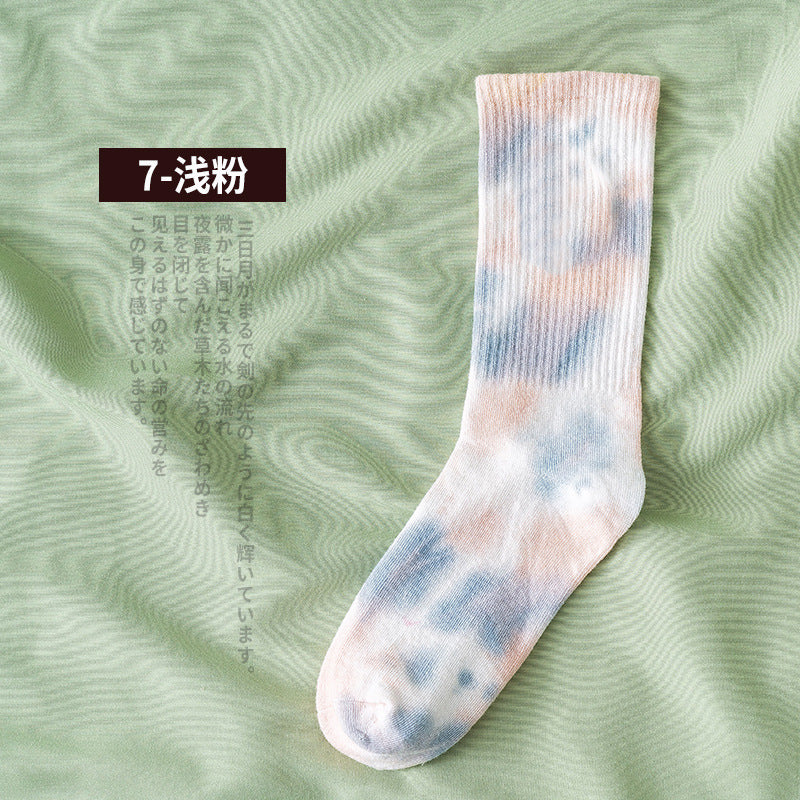 New style tube socks street trend high-top tide socks men and women solid color cotton sports basketball socks skateboard tie-dye socks