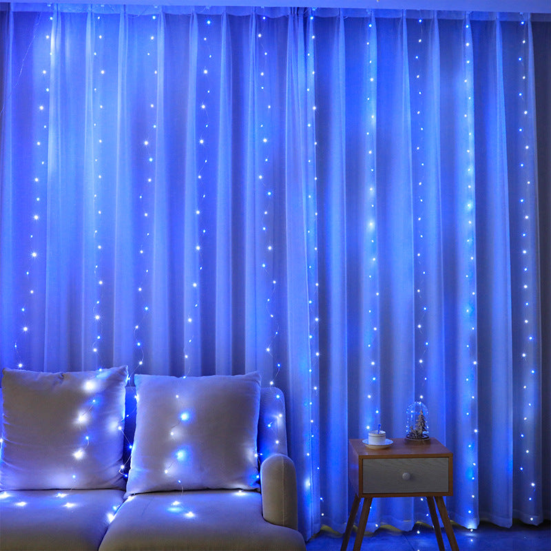 New copper wire light curtain light string USB remote control 3*3 meters icicle light Christmas day light string