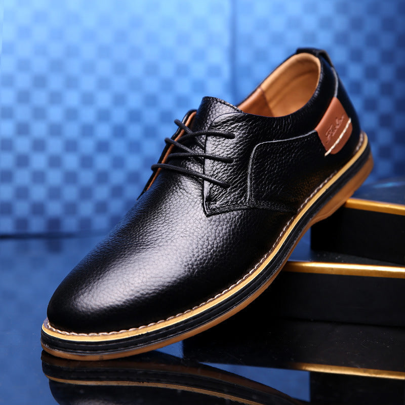 British fashion blue leather shoes business casual shoes