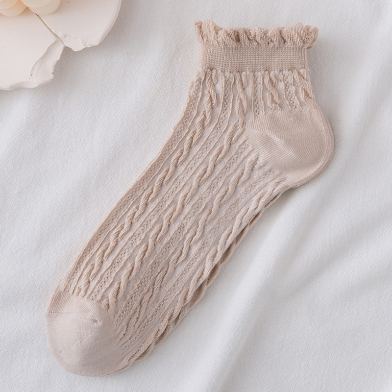 Socks female shallow mouth boat socks fungus lace ins tide cute cotton socks