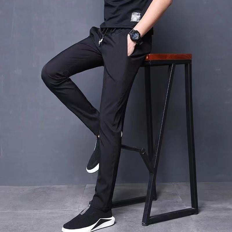 Korean version ice silk men's casual long pants men's loose all-match sports pants