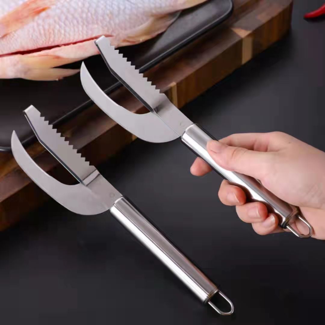 Stainless steel fish maw knife round tube fish scale planer knife to kill fish belly knife household kitchen tool to kill fish scale planer