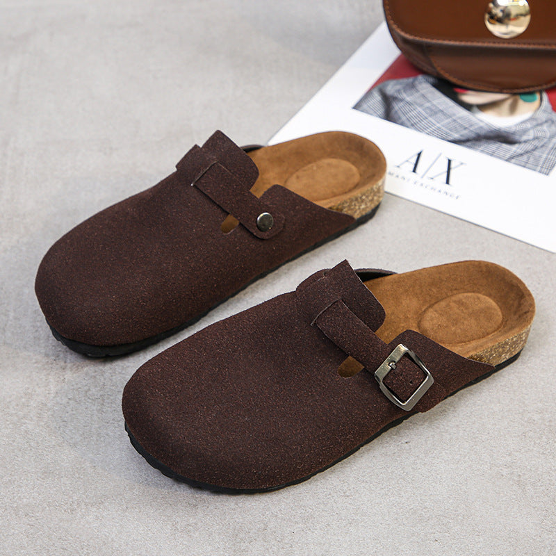 European and American fashion outer wear flat bottom couples flat cork lazy breathable slippers