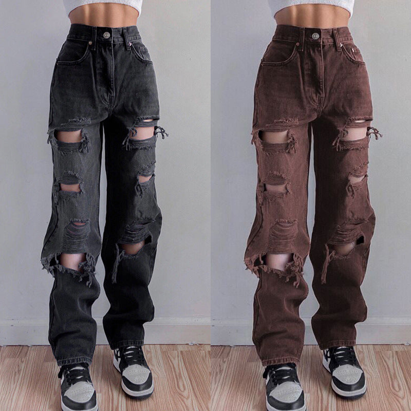 High Quality Europe, America, Southeast Asia Ladies Ripped Jeans