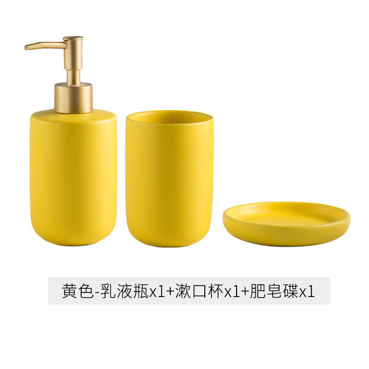 Simple solid color ceramic bathroom four-piece wash set bathroom supplies bathroom mouthwash cup toothbrush cup set