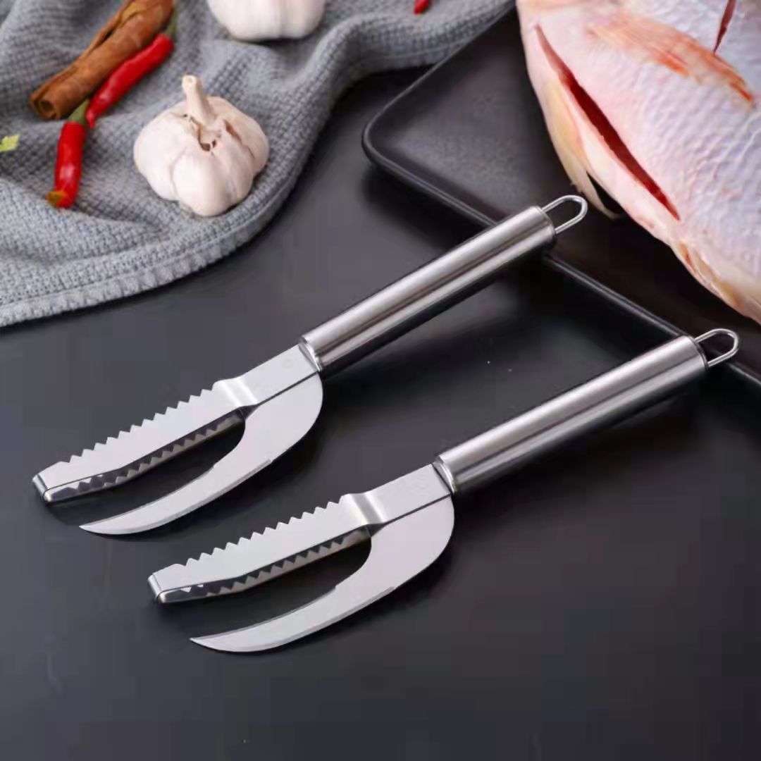 Stainless steel fish maw knife round tube fish scale planer knife to kill fish belly knife household kitchen tool to kill fish scale planer