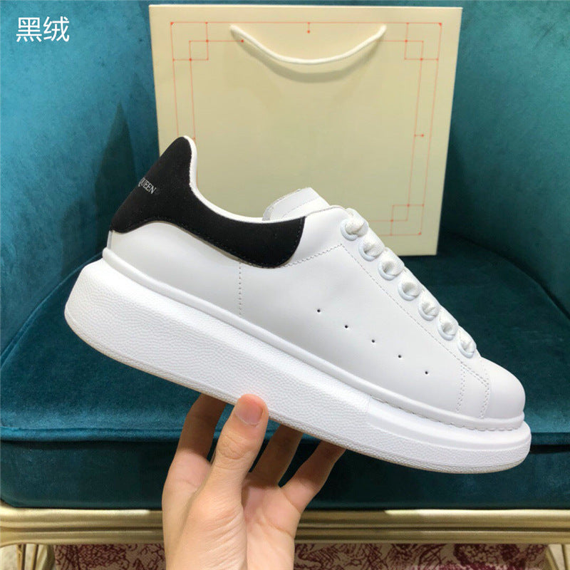 New small white shoes, leather thick-soled inner increase, platform bottom, wild couple casual shoes