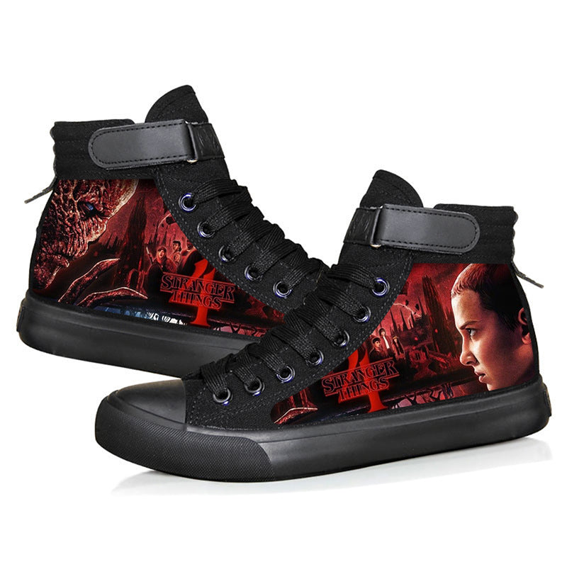 American TV series Stranger Things 4 around 3D digital printing shoes students high-top canvas shoes