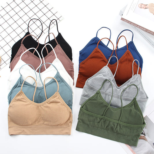 New seamless anti-glare tube top with chest pad threaded camisole beauty back wrap chest one piece bra