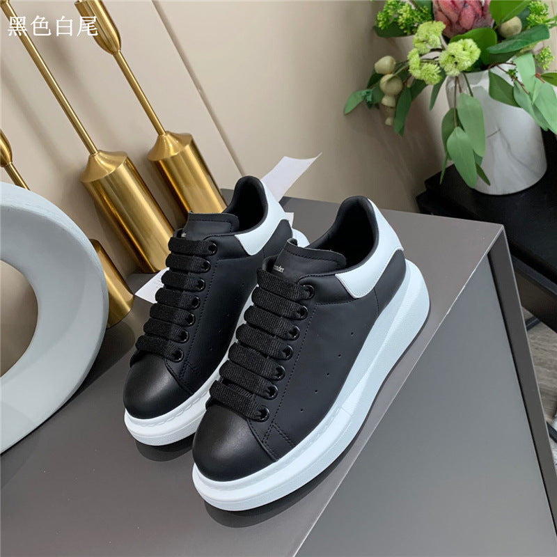 New small white shoes, leather thick-soled inner increase, platform bottom, wild couple casual shoes