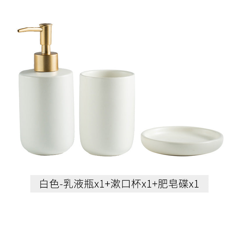 Simple solid color ceramic bathroom four-piece wash set bathroom supplies bathroom mouthwash cup toothbrush cup set