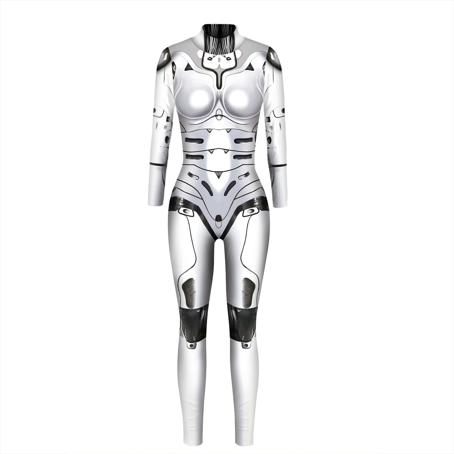 Halloween new hot selling machine armor 3D digital printing slim fit long-sleeved cos jumpsuit