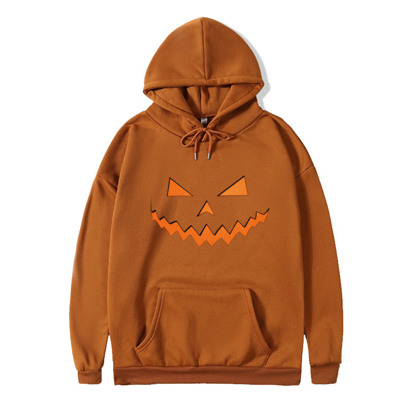 New pumpkin monster expression hoodie couple Halloween sweater long-sleeved loose casual jacket