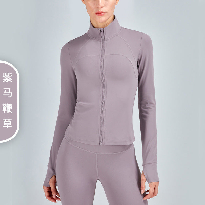 Professional fitness clothing women's tight-fitting quick-drying zipper cardigan yoga clothing long-sleeved jacket running sports shirt