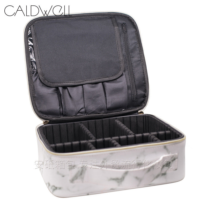 New partition storage cosmetic case portable marble cosmetic bag tattoo nail tool box