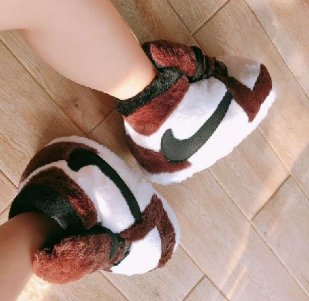 Spoof AJ cotton slippers for men and women winter a cone aj couple plush plush fur shoes wonderful funny coconut big cotton shoes