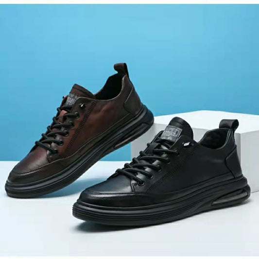 Korean men's breathable leather trend sports casual shoes