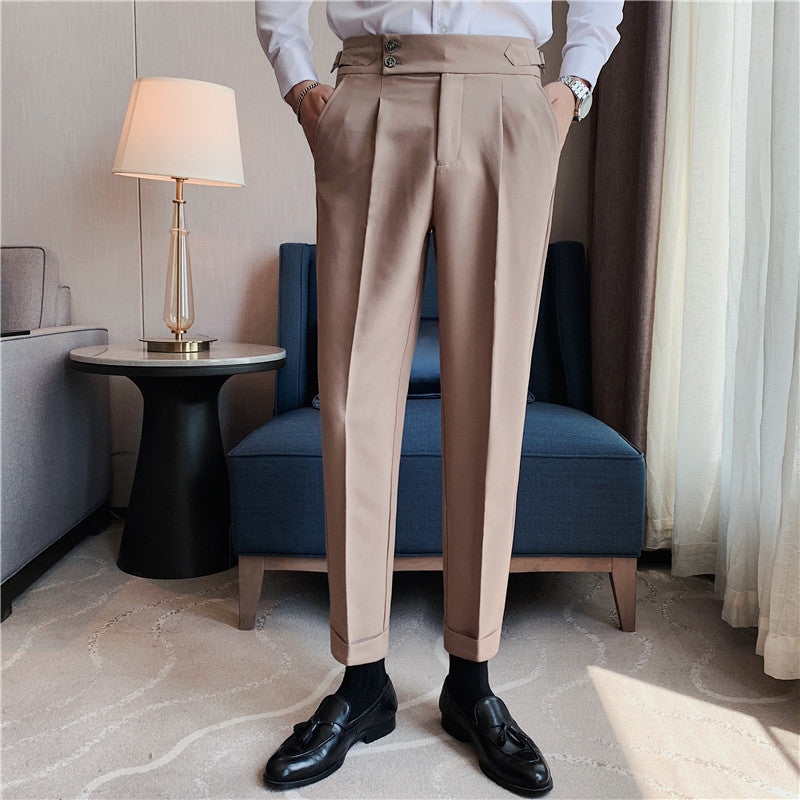 Korean version men's drape high-waist straight-leg pants