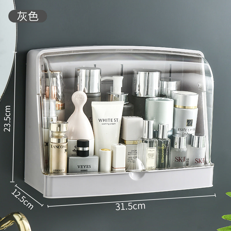 Cosmetic storage box hanging wall-mounted toilet hole-free dust-proof bathroom toilet skin care product rack