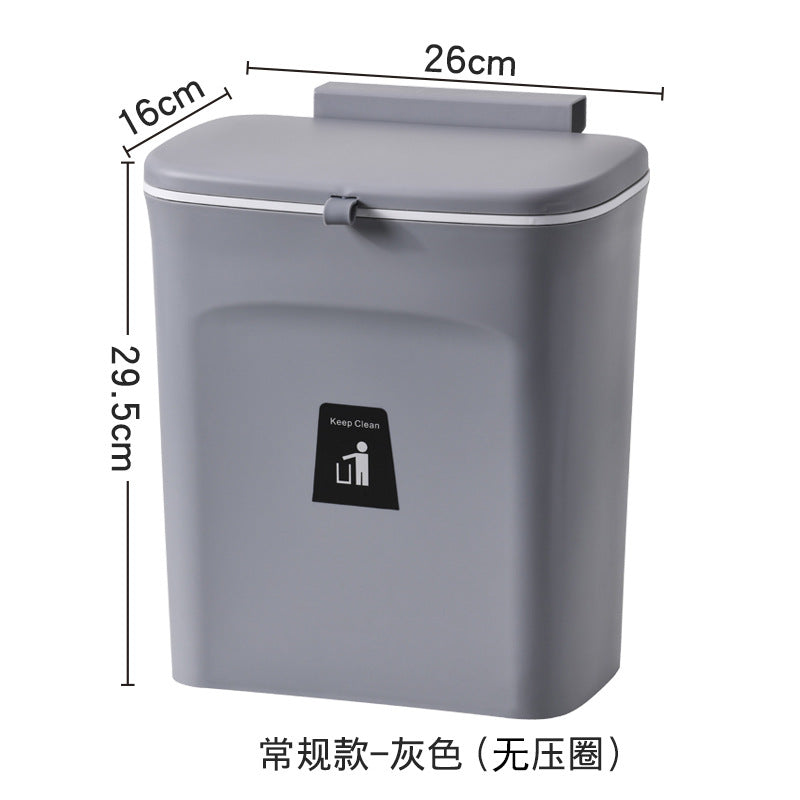 Thickened office sliding lid garbage basket household bedroom bathroom kitchen portable flip top kitchen waste wall-mounted trash can