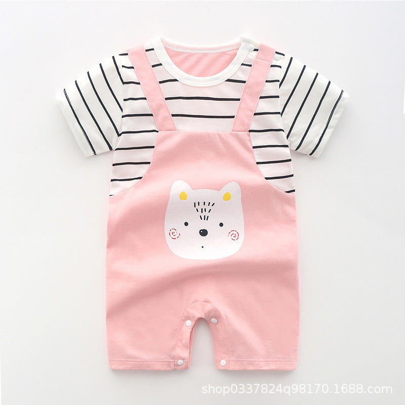 3-6 months baby one-piece female baby male summer short-sleeved romper newborn pajamas half-sleeved romper