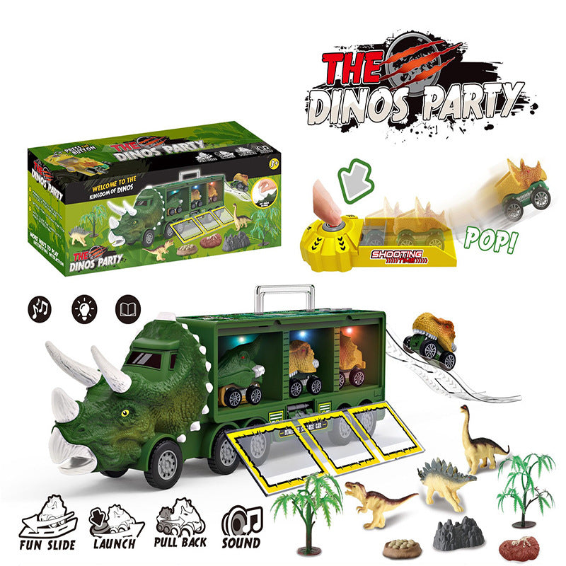 Children's dinosaur storage car model toy with light music container storage dinosaur