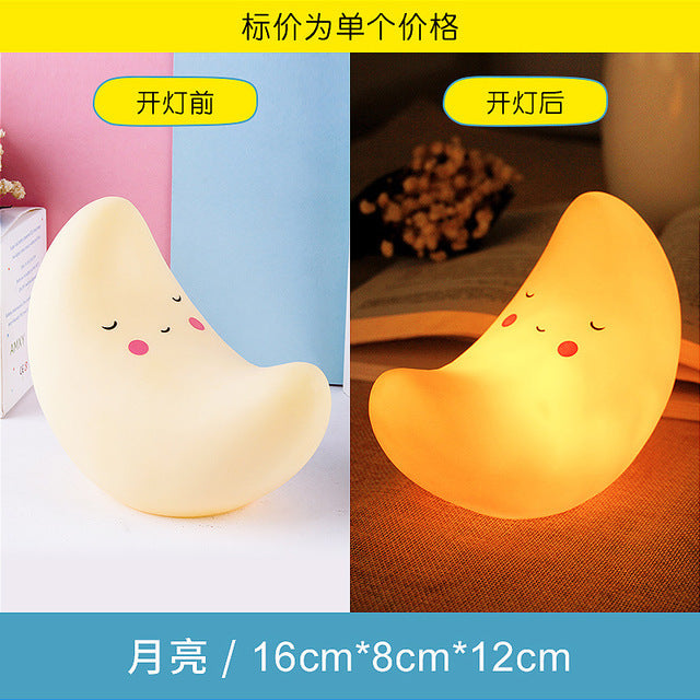 Cartoon Night Light LED Cute Decoration Lamps Moon Bear Dinosaur Girl Kids Children Toys Gifts for Bedroom Bedside Room Lights