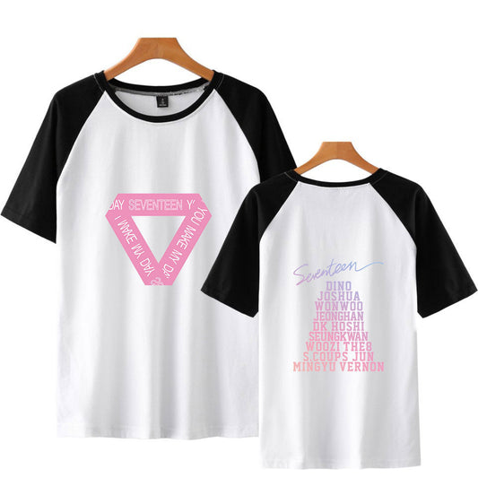 Korean group SEVENTEEN surrounding color-blocking short-sleeved T-shirt