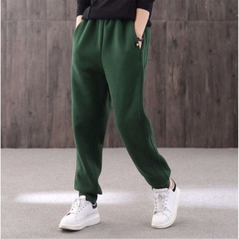 Cotton plus velvet sports pants women's thickened sweatpants large size casual pants loose and thin Korean style trousers