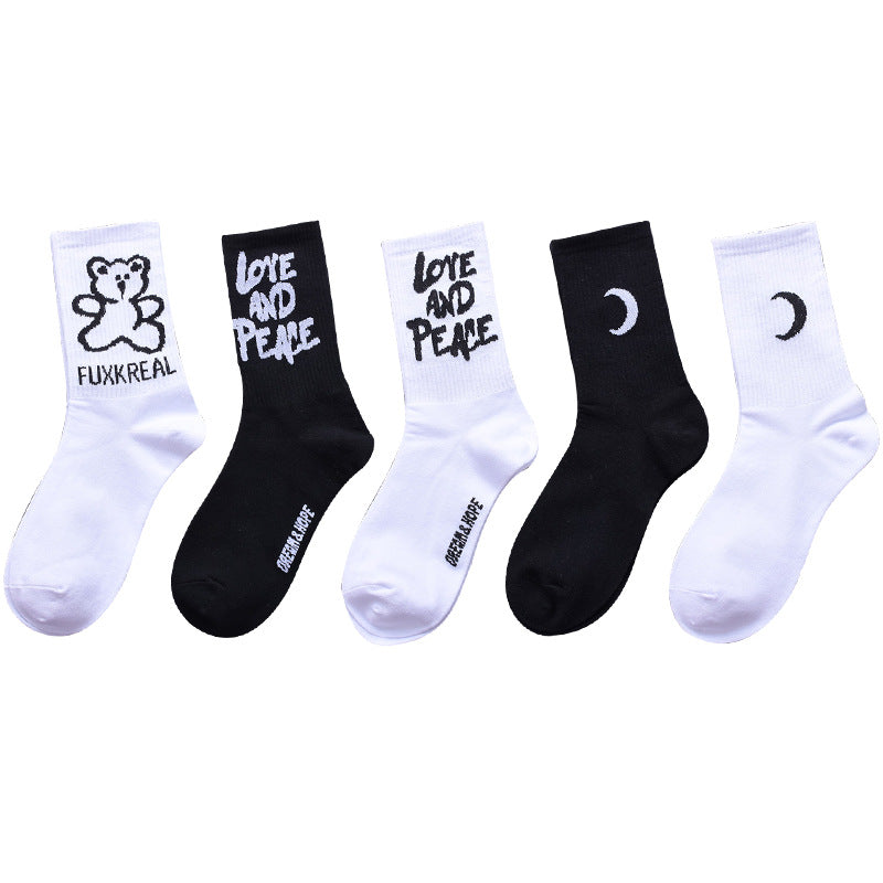 Socks men and women stockings street ins trend stockings black sports wind high-top basketball socks