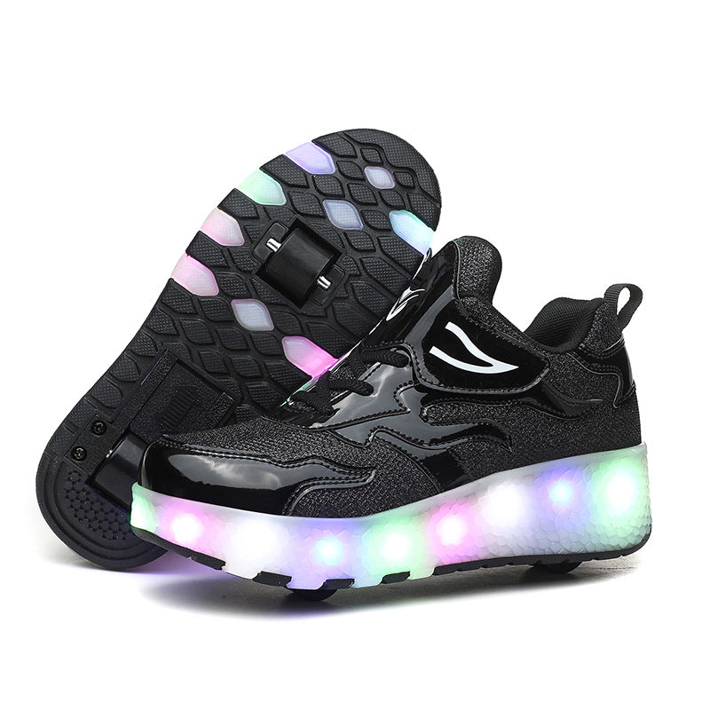 Cross-border LED hair smooth roller sports single and double wheels boys and girls shoes