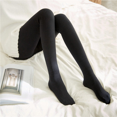 New stewardess gray leggings female fake transparent meat plus velvet thickening real transparent skin water light socks bare legs