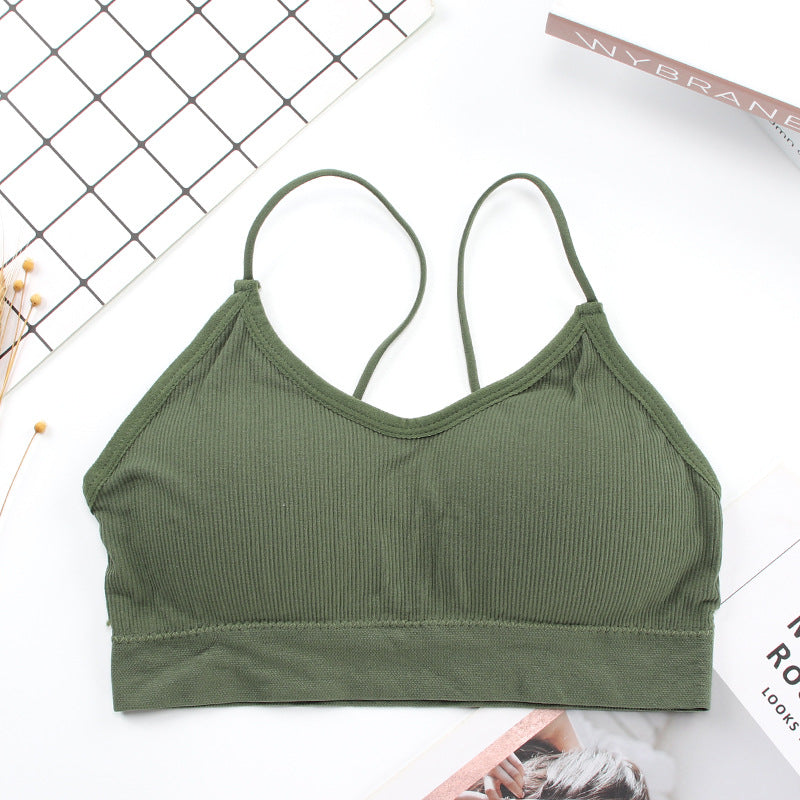 New seamless anti-glare tube top with chest pad threaded camisole beauty back wrap chest one piece bra