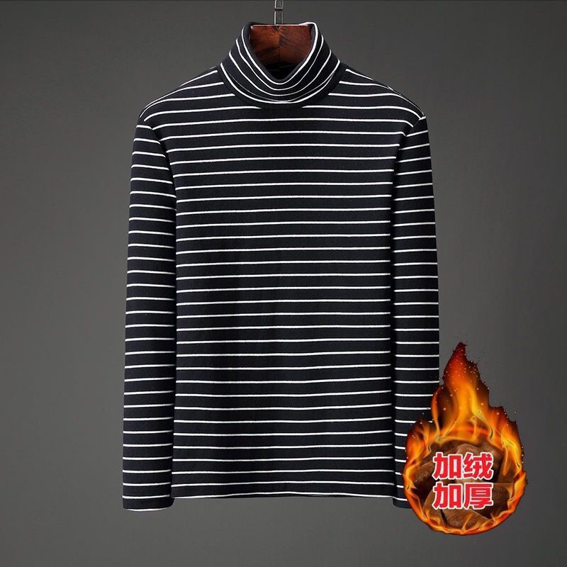 Korean version new loose striped lapel bottoming Polo shirt