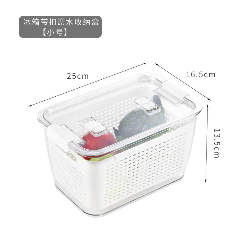 Kitchen Refrigerator Storage Box Eggs, Fruits and Vegetables Fruit Preservation Box Rectangular Food Frozen Drain Large Sealed Box