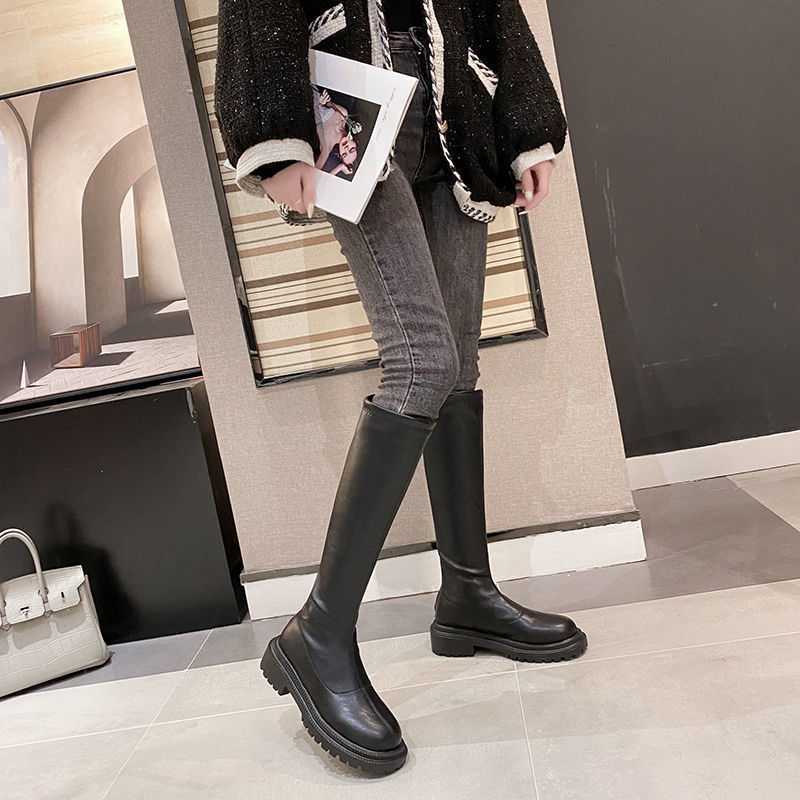 Small but knee-length women's boots Martin thick-soled boots single boots knight boots