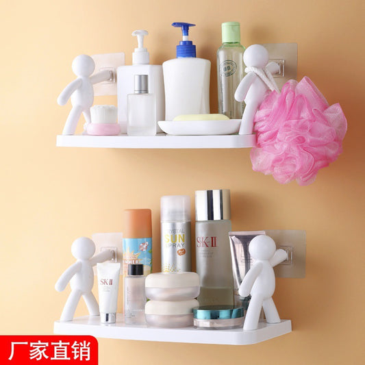 New Japanese-style simple wall-mounted human-shaped guardrail hook rack kitchen and bathroom storage rack