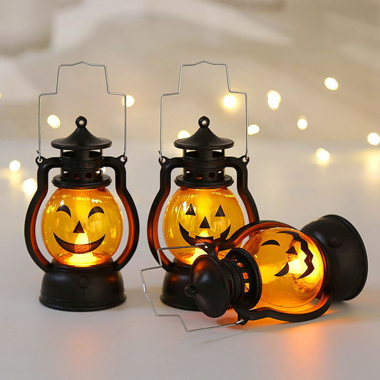 Cross-border new Halloween oil lamp portable pumpkin lantern skull decoration pony lantern bar party atmosphere props